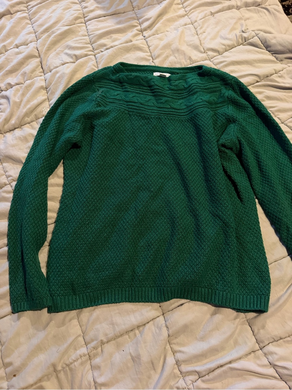 croft & barrow Emerald Green Textured Knit Crewneck Sweater